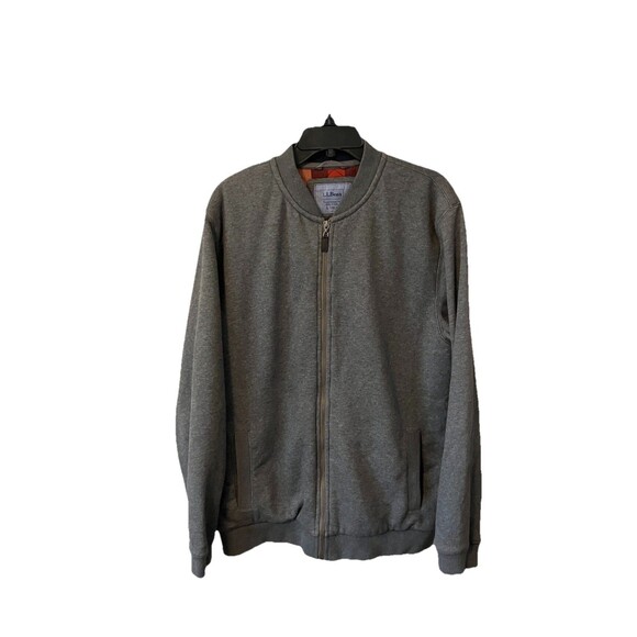 L.L. Bean Jacket Mens Size Large Tall Fleece Full Zip Lined Gray Pockets - Picture 1 of 8